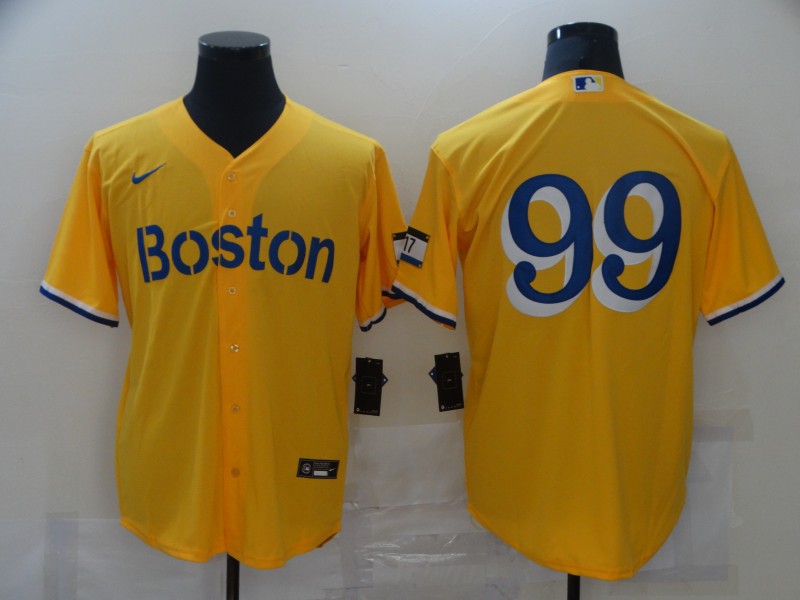 Men Boston Red Sox #99 No name Yellow Game 2021 Nike MLB Jerseys